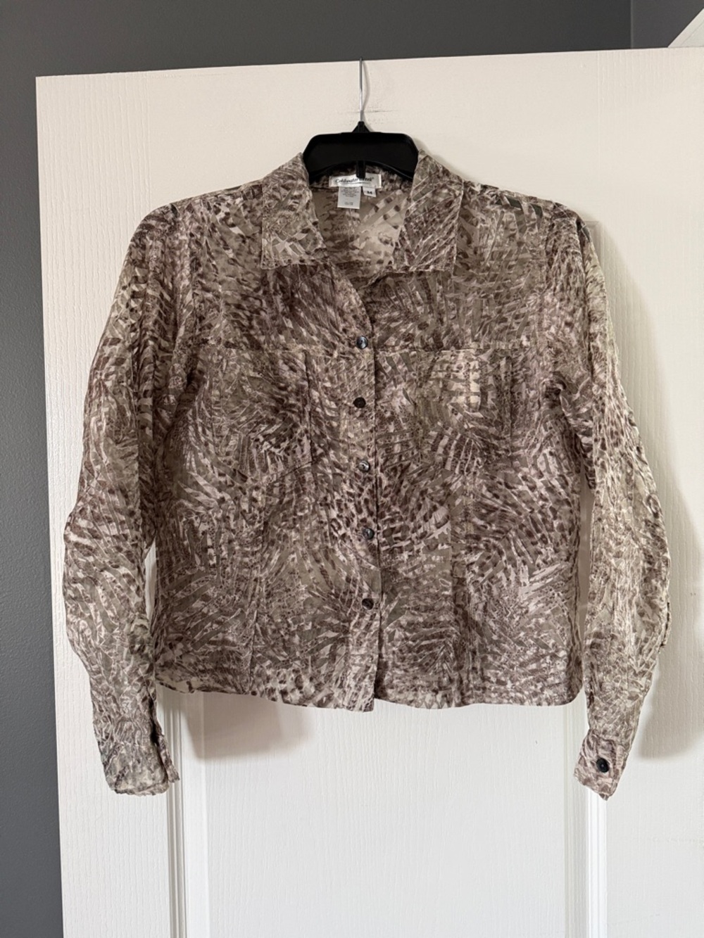 COLDWATER CREEK SHEER‎ BUTTON UP JACKET Size Medium